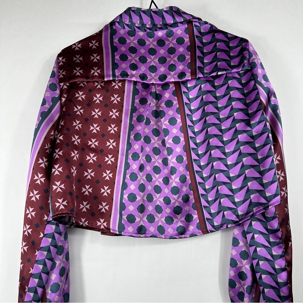House of Harlow Purple and Brown Patterned Women's Top | Size Small - Picture 10 of 10